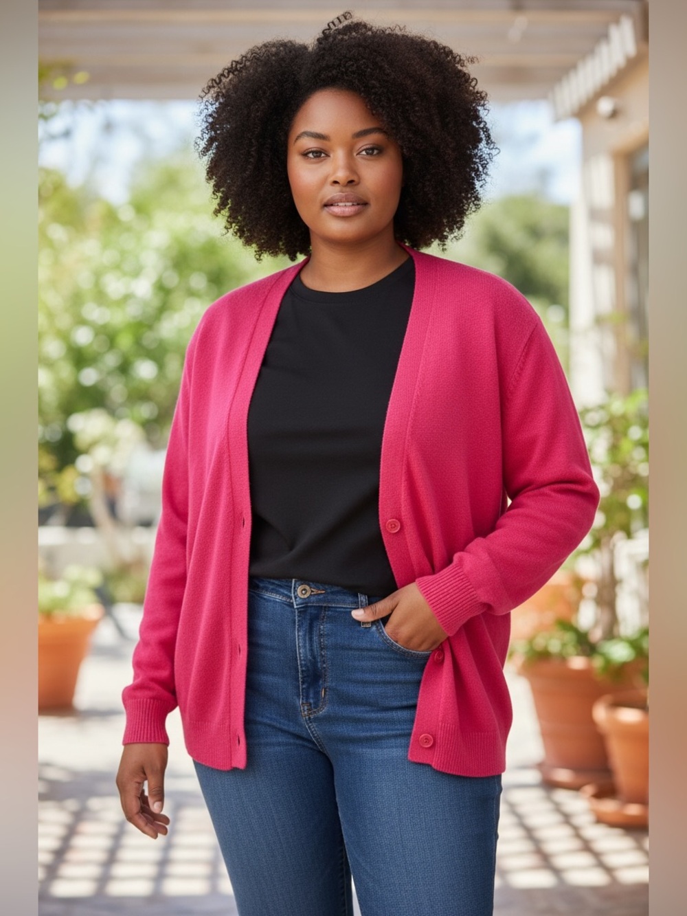 A New Day Women's Pink Cardigan Sweater